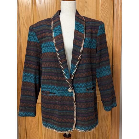 David Paul New York Jackets & Blazers - VINTAGE David Paul New York Women’s Cotton Blend Knit Blazer Jacket Size Medium